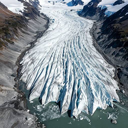 Aerial View of Retreating Alaskan Glacier