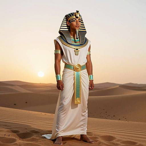 Majestic Pharaoh at Sunset in Desert