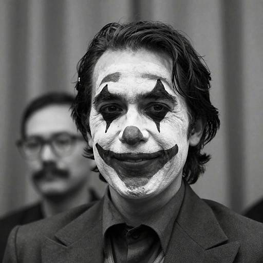 Eerie Clown Portrait in Black and White