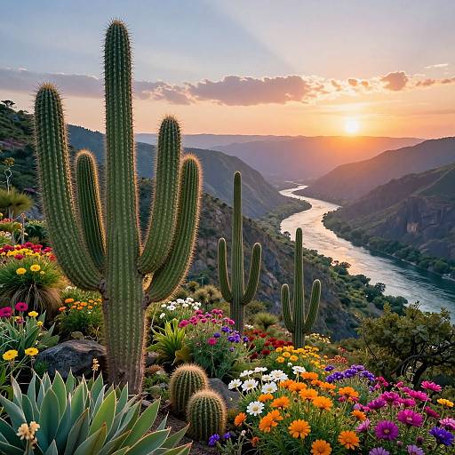 Photorealistic Vibrant Cactus Landscape