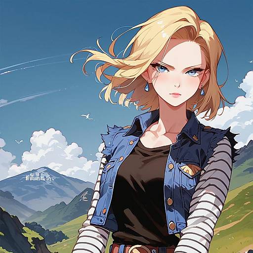 Retro Anime Style Android 18 Portrait