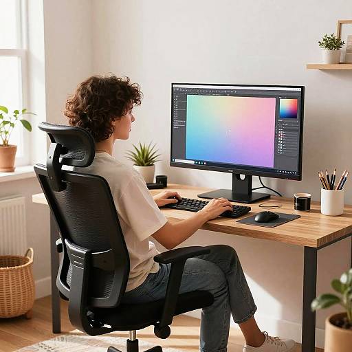 Artist in Cozy Pastel Studio