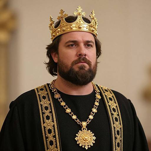 Regal Bearded Man in Golden Crown
