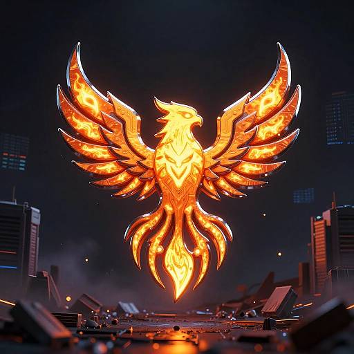 Glowing Techno Phoenix Emblem