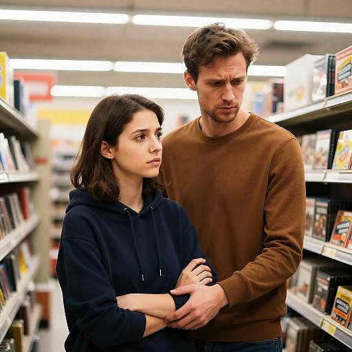 Concerned Man in Grocery Store Scene