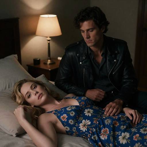 Intimate Moment in a Dim Bedroom