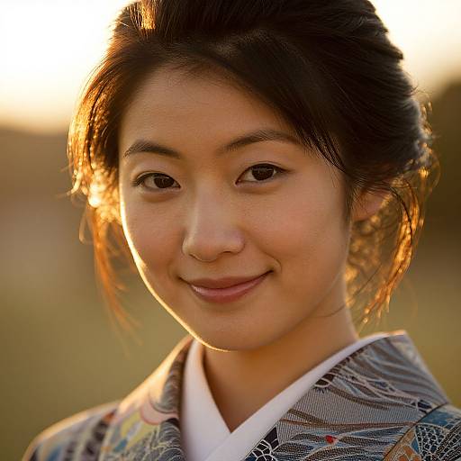 Graceful Samurai Woman at Sunset