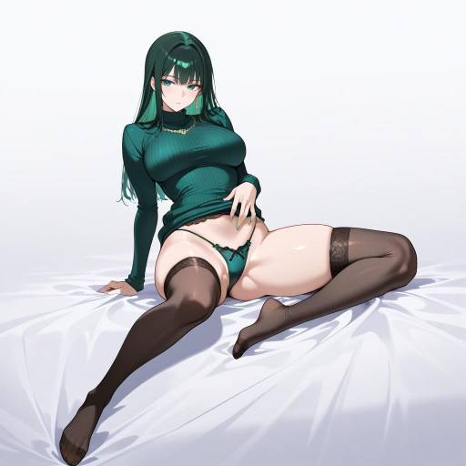 Elegant Lingerie Pose on Satin Sheets Elegant Lingerie Pose on Satin Sheets
