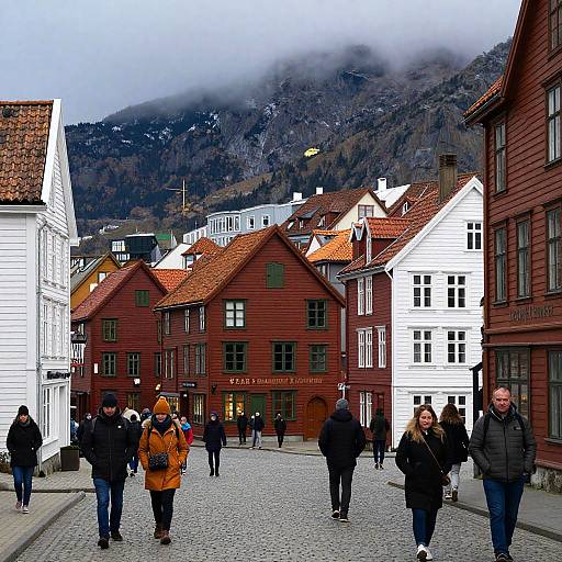 Vibrant Bergen Winter Street Scene