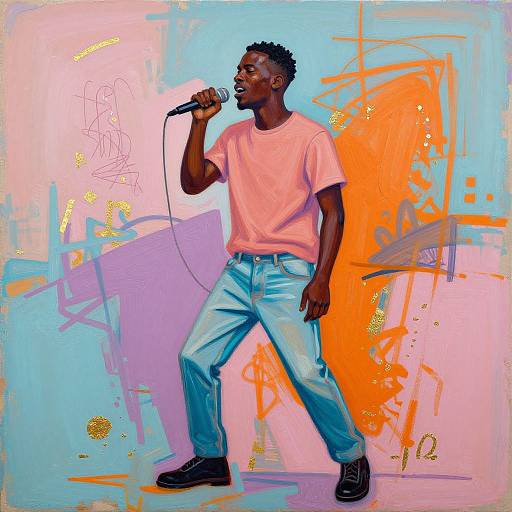 Vibrant Basquiat-Inspired Singer Portrait