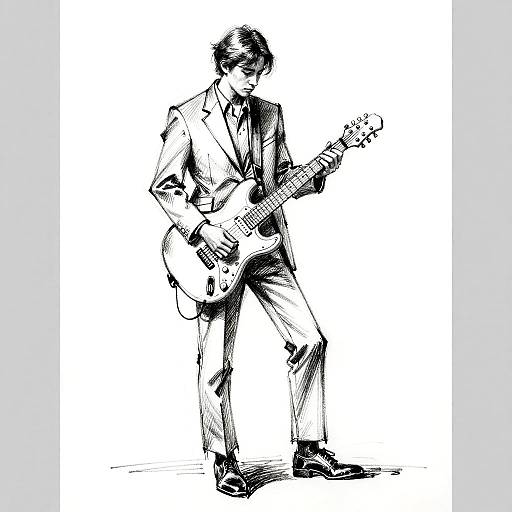 Charcoal Line Art Musician Study