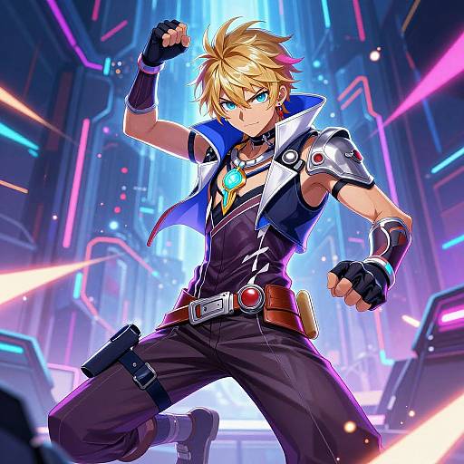 Vibrant Cyberpunk Anime Character Design