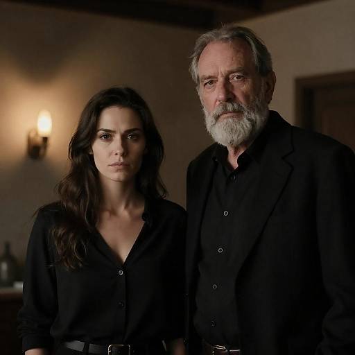 Serious Pair in Warm Rustic Light