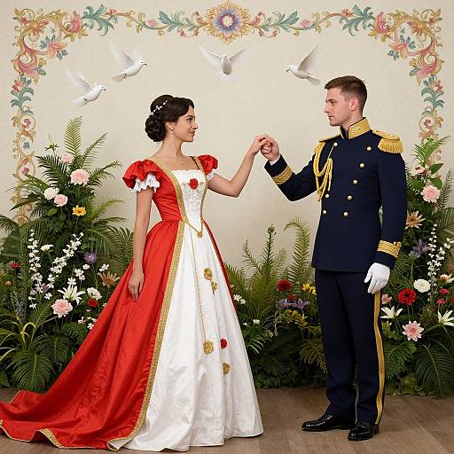 Elegant Courtship in Regal Attire