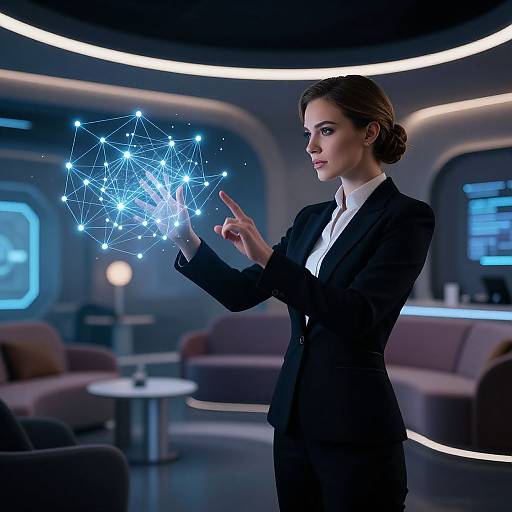 Futuristic Femdom AI Conductor Lounge