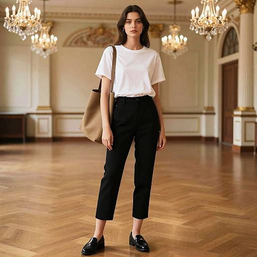 Elegant Woman in Historic Ballroom
