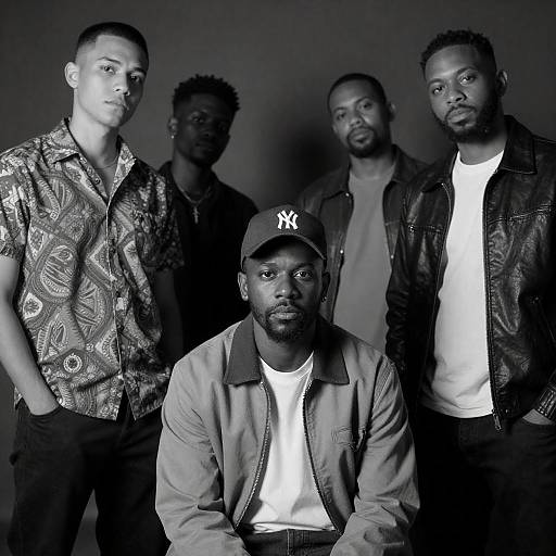 Black and White Portrait of Diverse Men Group
