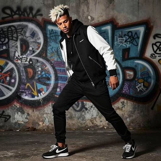 Stylish Man with Heterochromatic Hair