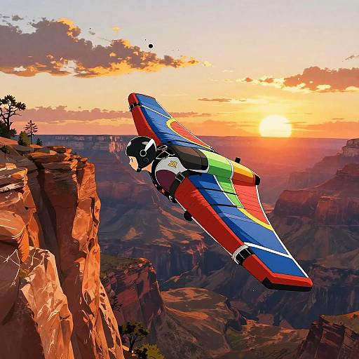 Daring Wingsuit Flight at Sunset