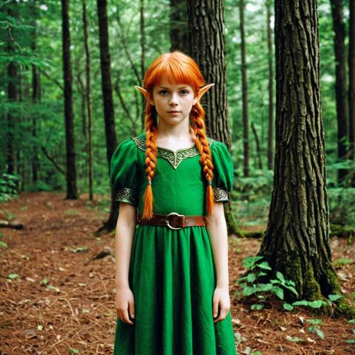 Child Elf in a Green Dress Costume
