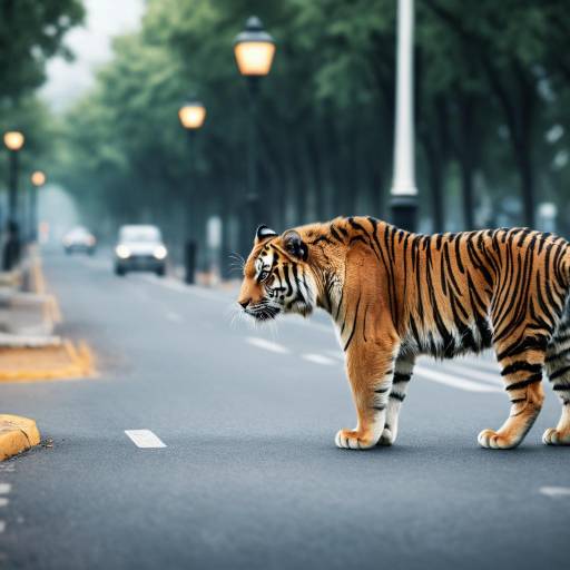 Realistic Side View of a Tiger Outdoors
