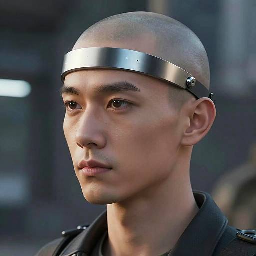 Futuristic Bald Portrait with Headband
