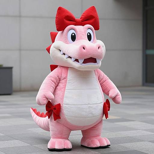Playful Pink Crocodile Mascot Costume Design