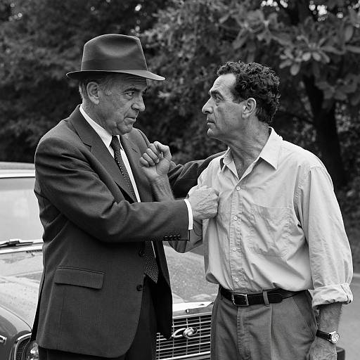 Dramatic Outdoor Encounter in Monochrome