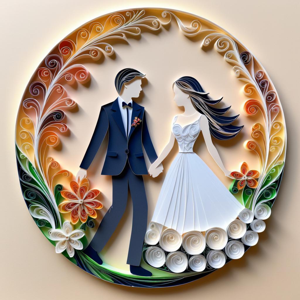 Romantic Paper Quilling Couple Art