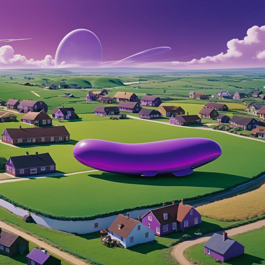 Enormous Purple Whale Over 70s Town