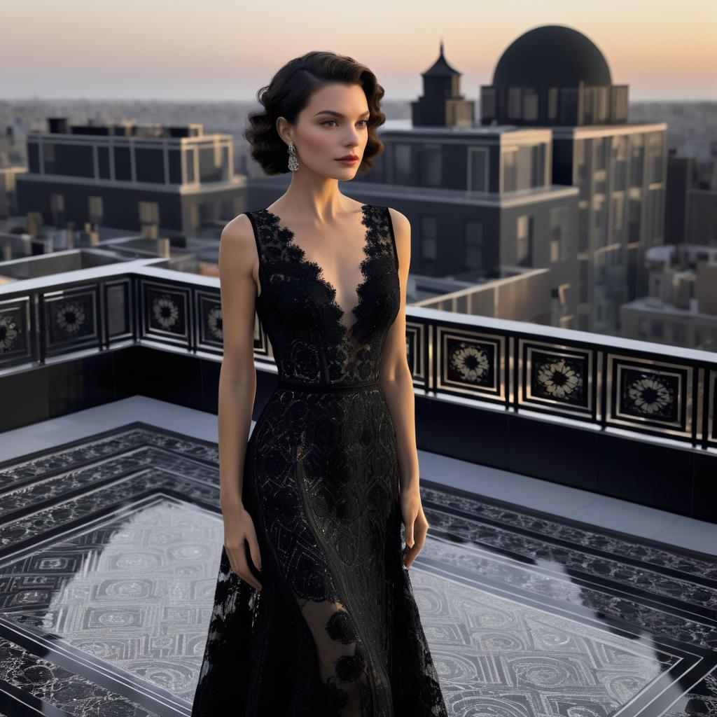 Elegant Woman in Art Deco Setting