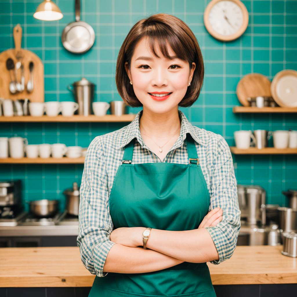 Cheerful Barista in Stylish Café Setting