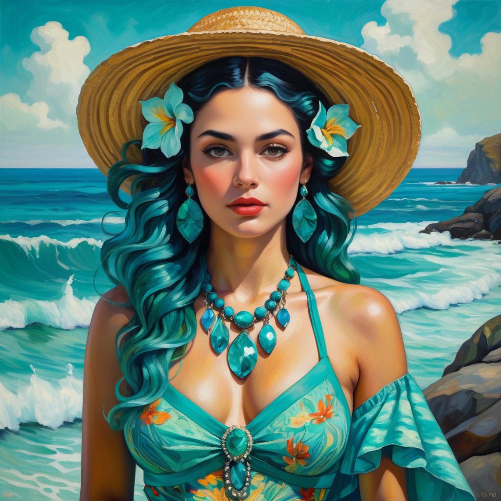 Bohemian Ocean Siren in Hyper-Realism