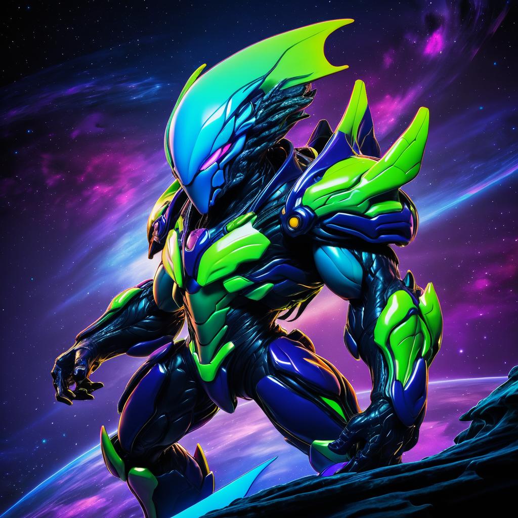 Alien Creature in Vibrant Space Art