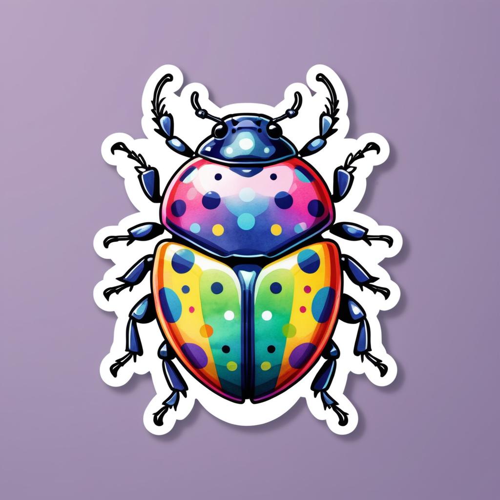 Vibrant Kawaii Beetle Sticker Design