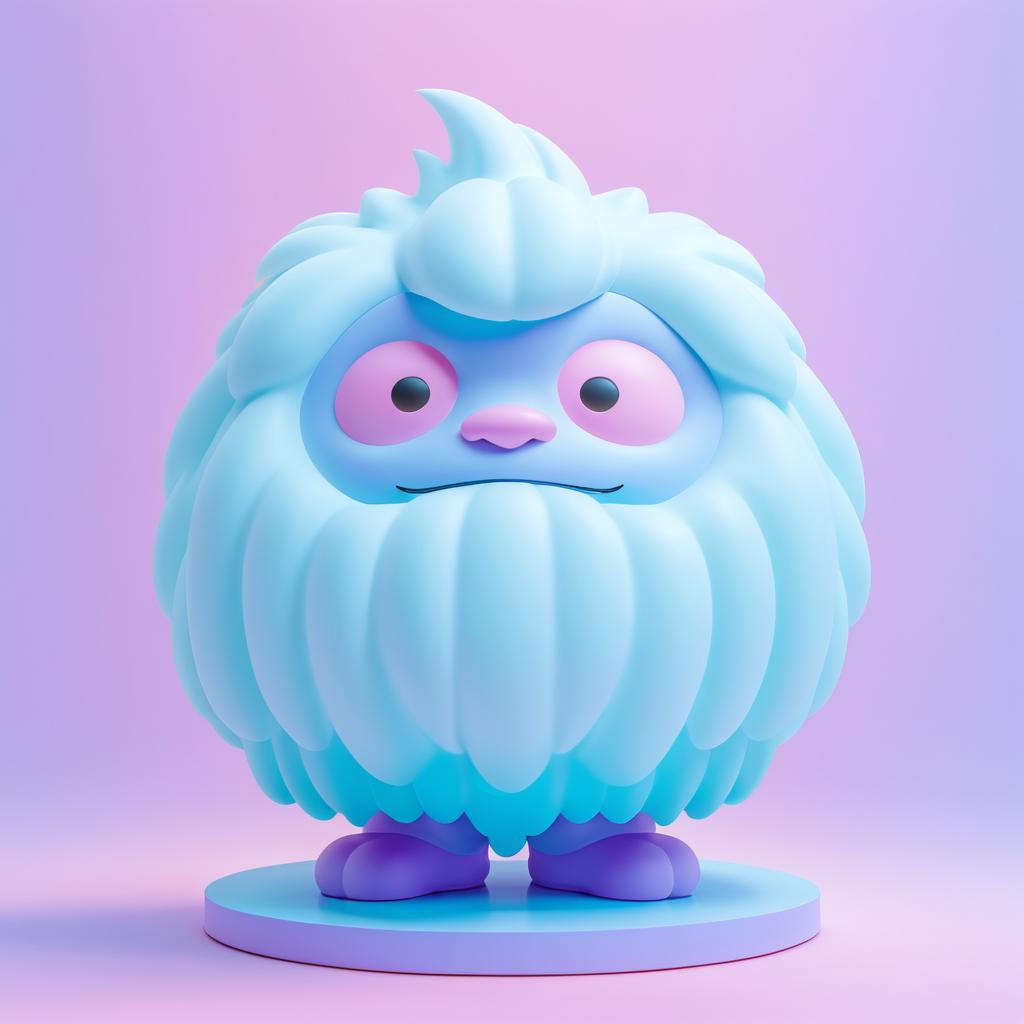 Futuristic Yeti in Soft Pastel Colors