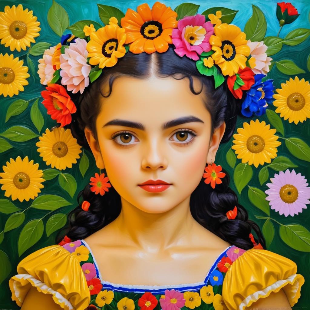 Young Girl Portrait with Floral Accents