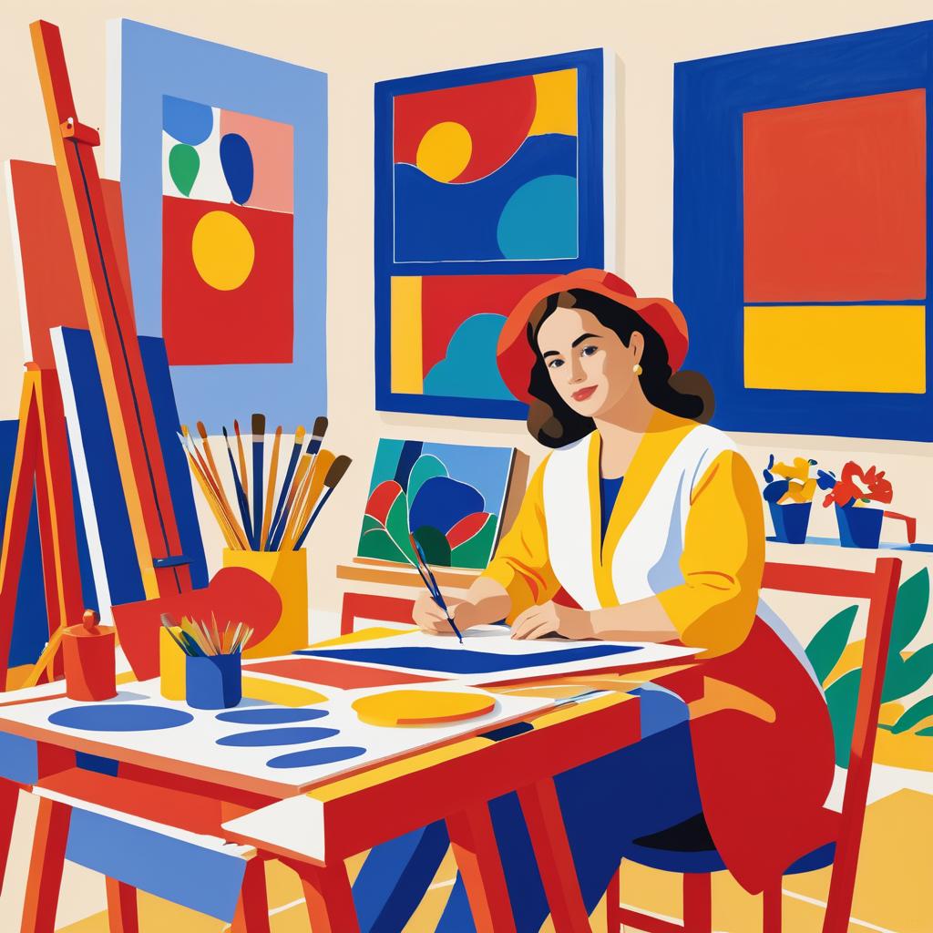 Matisse-Inspired Woman in Vibrant Studio