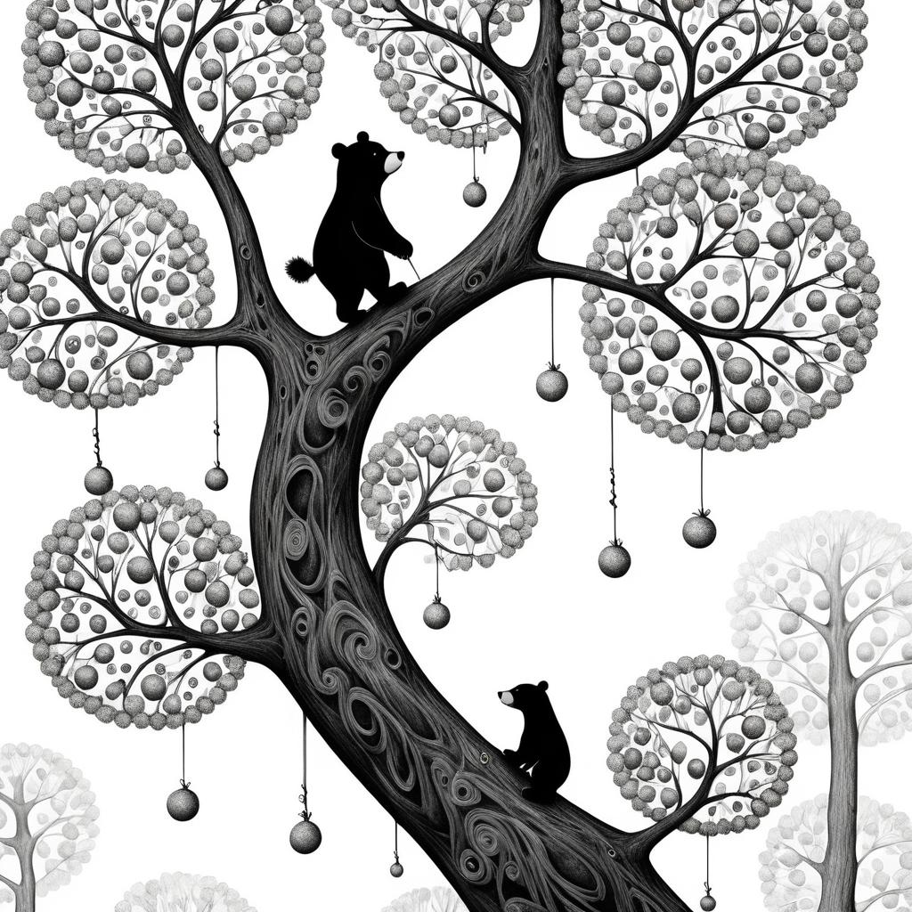 Whimsical Bear Climbing Gumdrop Tree