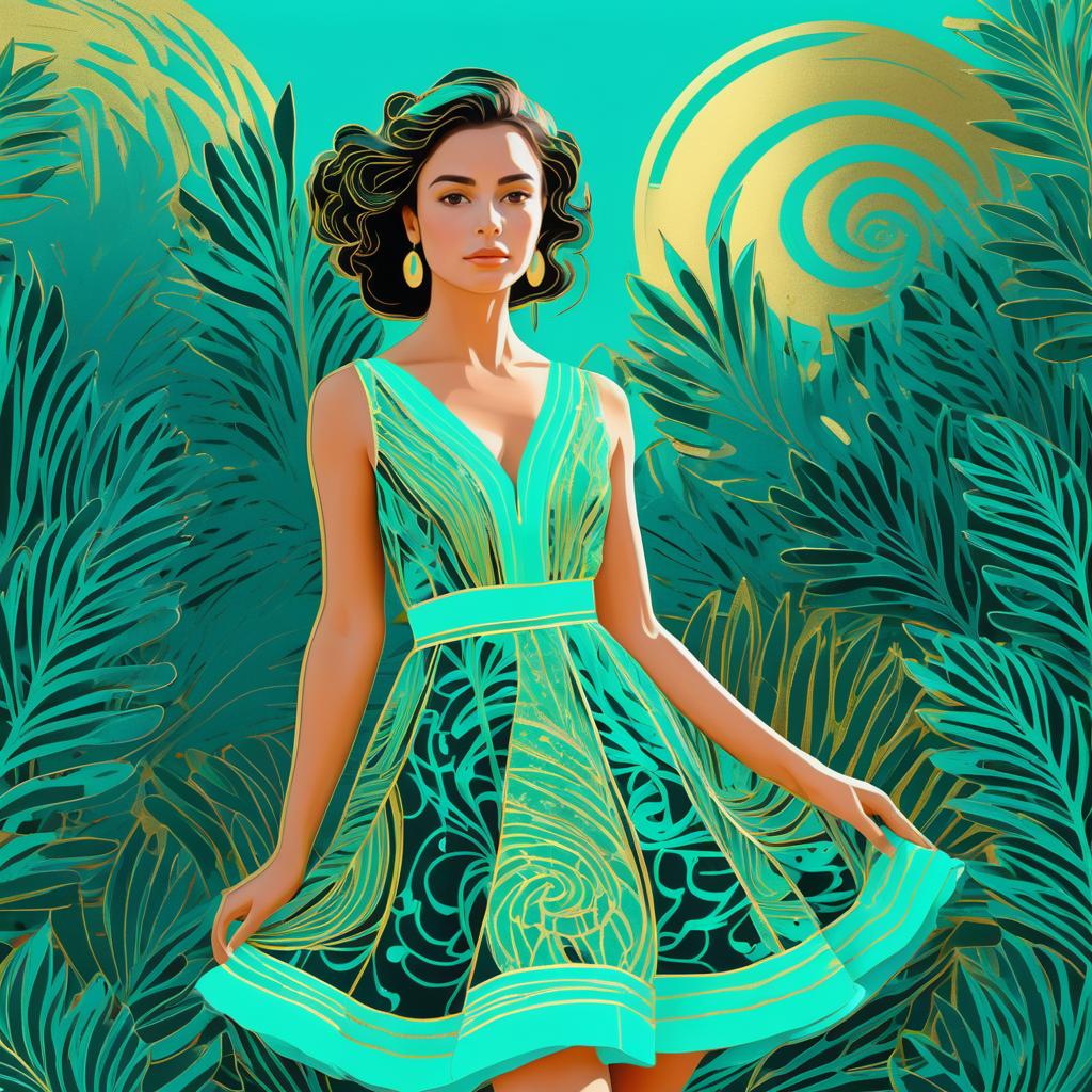 Vibrant Summer Dress in Rousseau Style