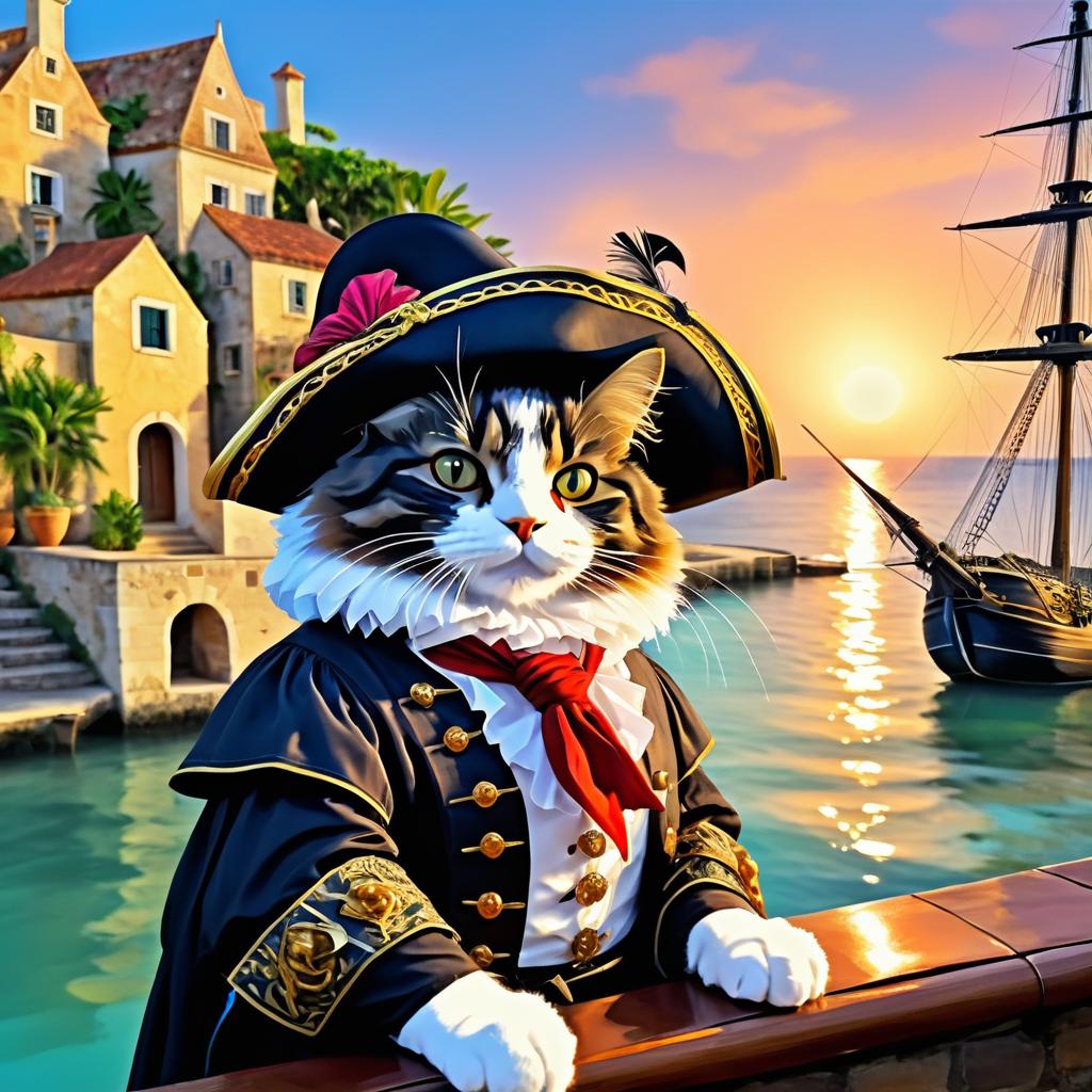 Pirate Cat in 17th Century Caribbean