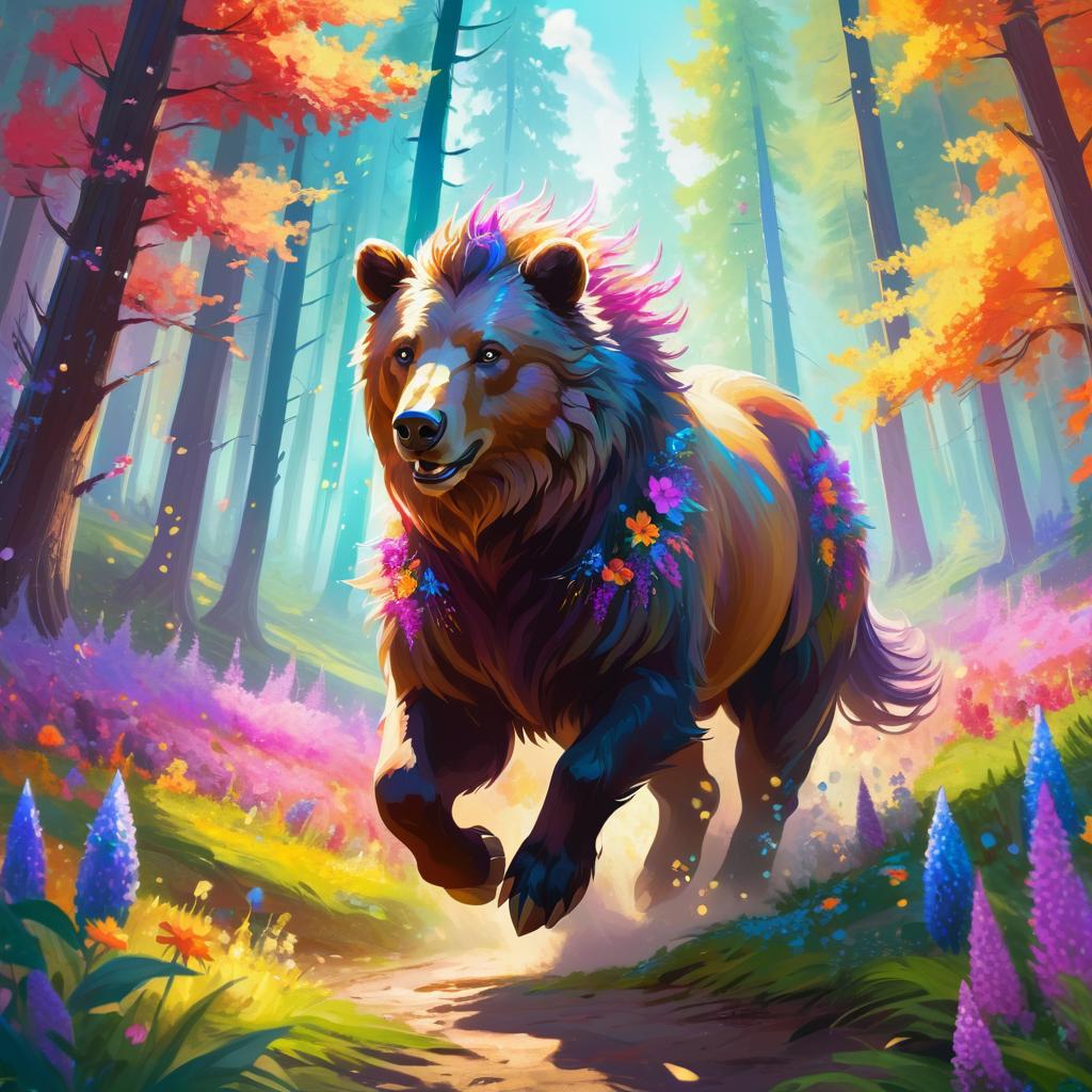 Majestic Centaur-Bear in Vibrant Forest