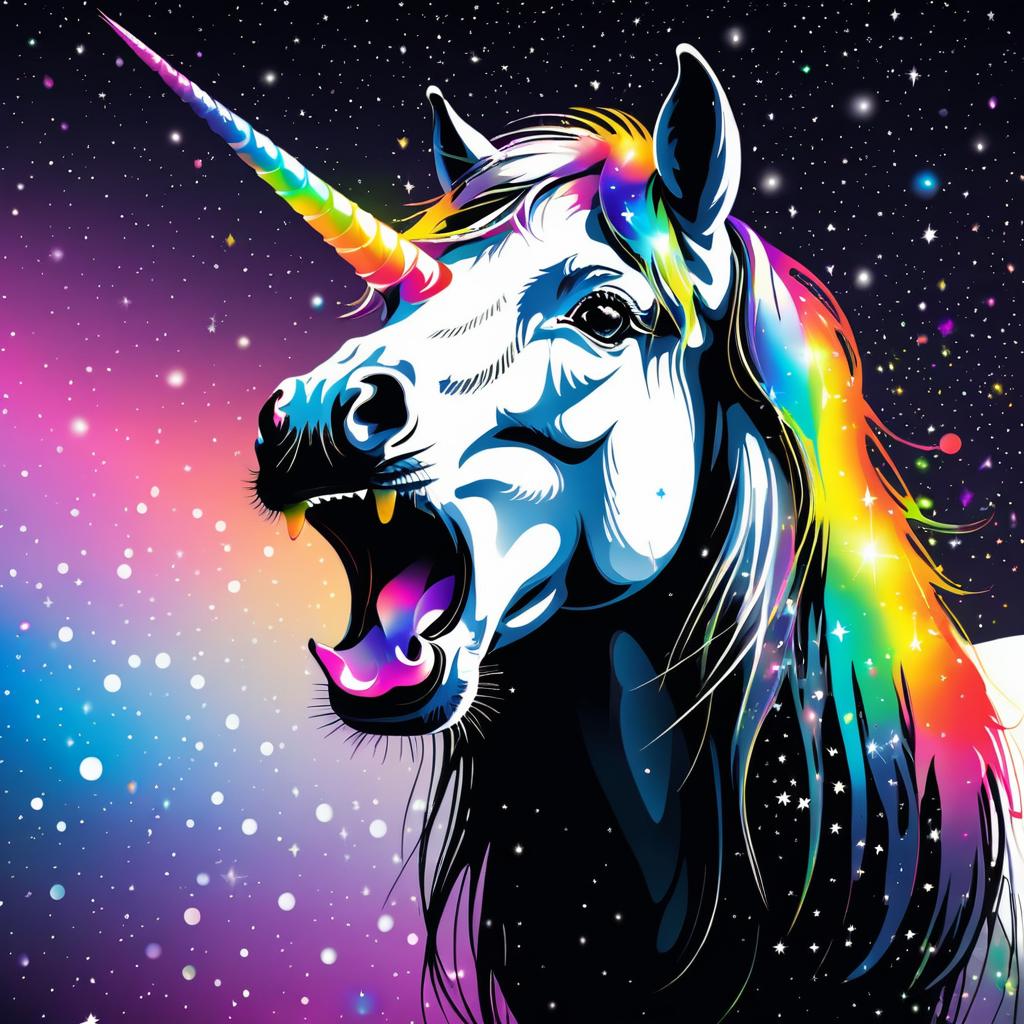 Mystical Unicorn with Rainbow Eruption