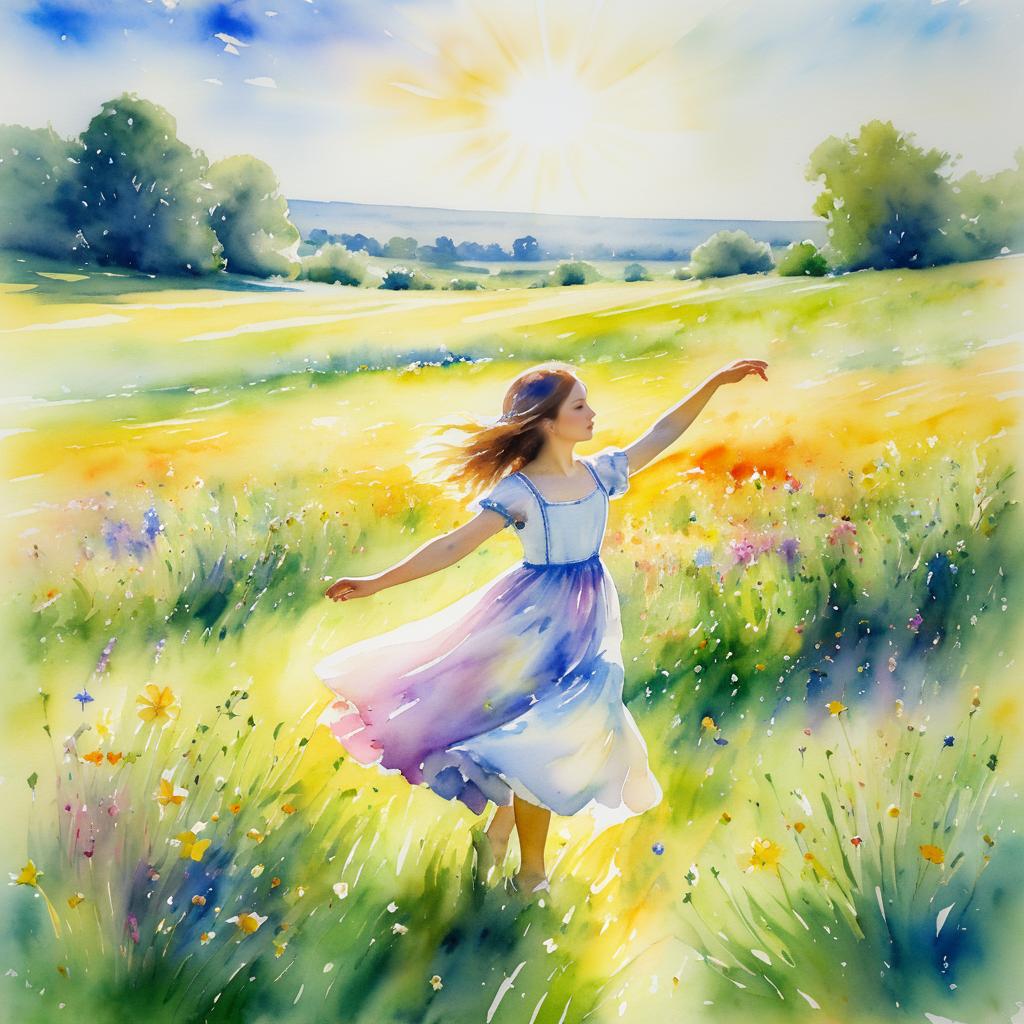 Dancing Girl in Vibrant Wildflower Field