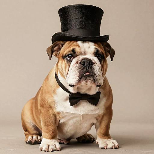 Dapper Bulldog Puppy in Vintage Style