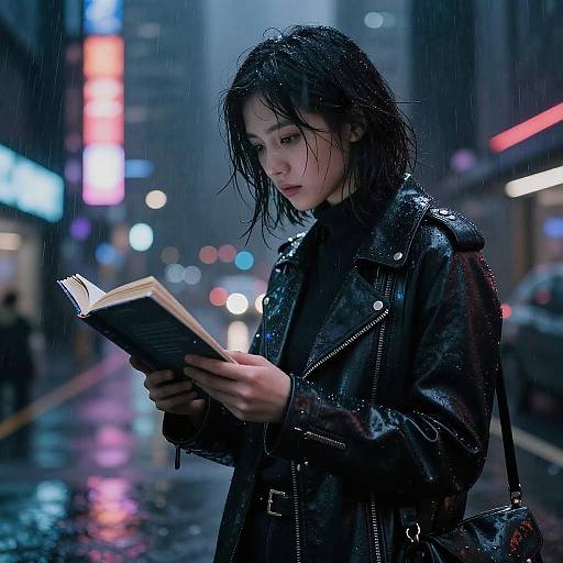 Futuristic Woman in Neon Cybercity