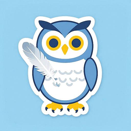 Owl Holding Feather Sticker