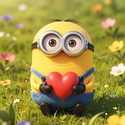 Adorable Minion Holding Glowing Heart