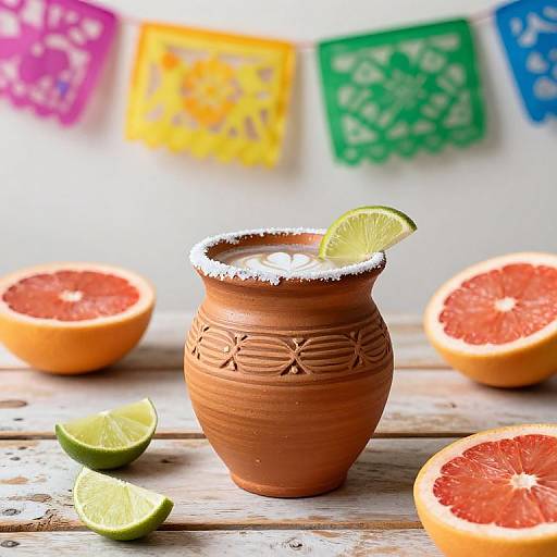 Cantarito Drink on Vintage Table