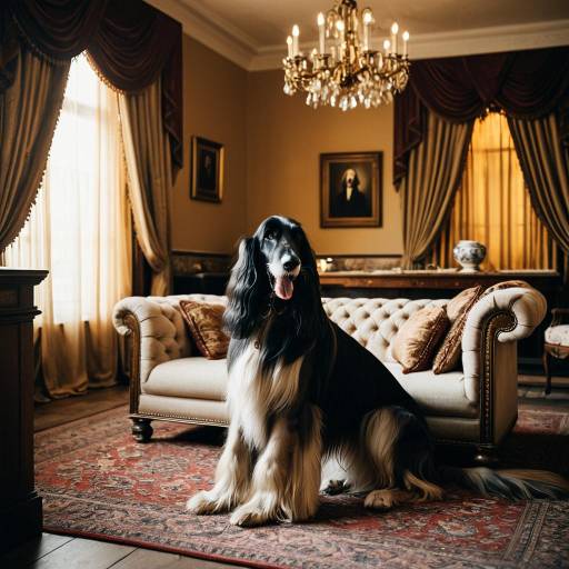 Regal Afghan Hound in Elegant Living Room